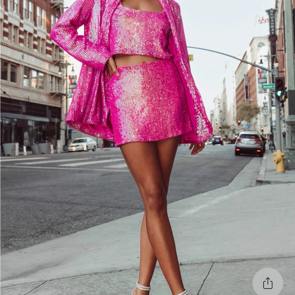 Show Me Your Mumu All Night Skort- Pink DiscoSequin Mini Skort